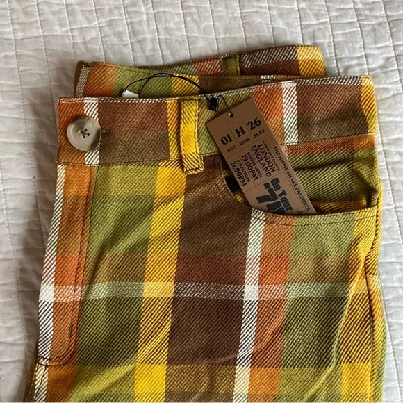 The Hippie Shake Vintage Inspired Get It On Checked Plaid Flare Pants RARE NWT - Picture 7 of 9